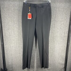Mantoni Pants Mens 34 Regular Black Mid Rise Straight Wool Preppy‎ NEW